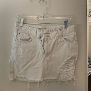 Zara White Denim Mini Skirt